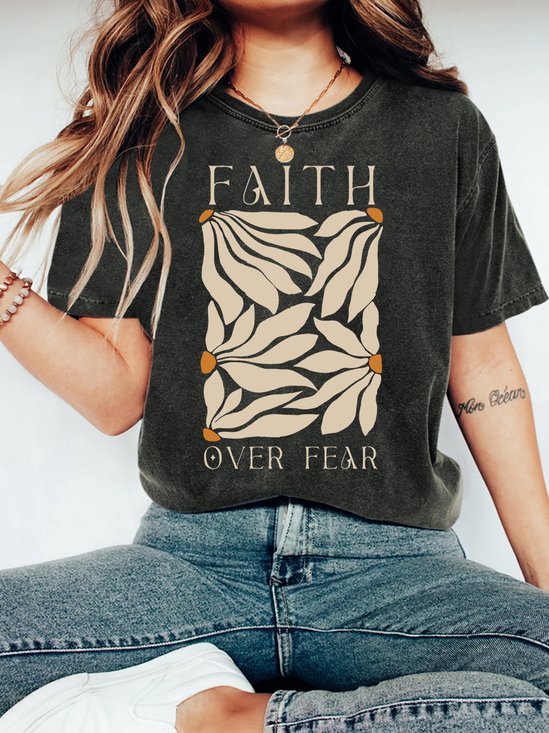 Faith Over Fear Christian Vintage Distressed Shirt