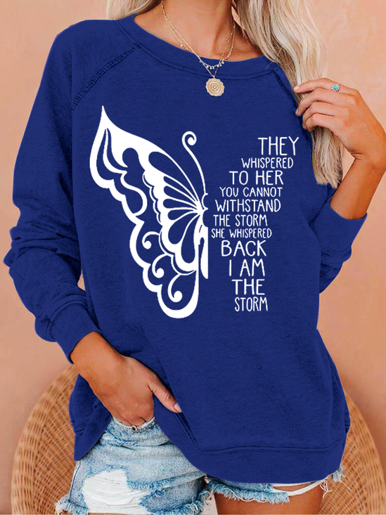 Women's Butterfly Letters Animal Casual Sweatshirt