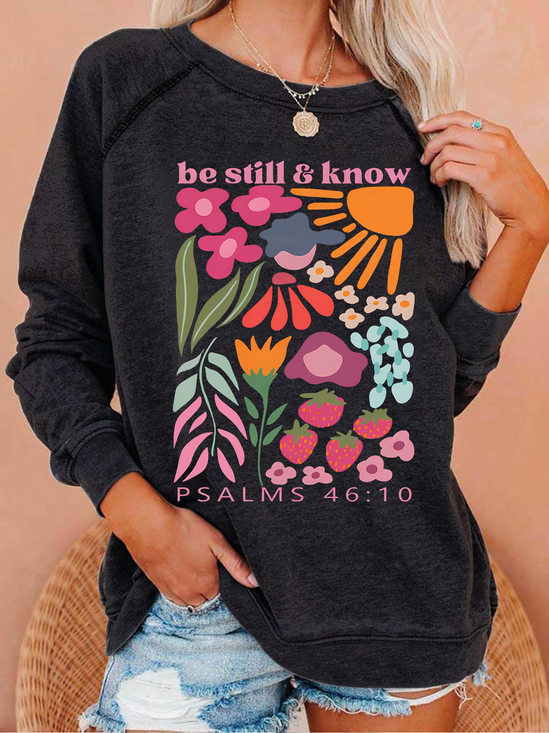 Be Still And Know Christian Washed T-Shirt Crew Neck Casual Sweatshirt