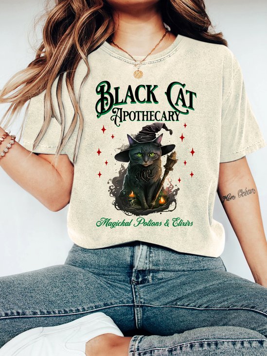 Black Cat Apothecary Halloween  Vintage Distressed Shirt