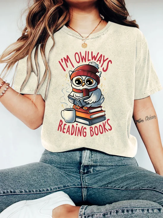 Owlways Reading Books Vintage Distressed Shirt