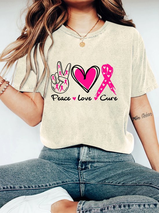 Peace Love Cure  Breast Cancer  Vintage Distressed Shirt