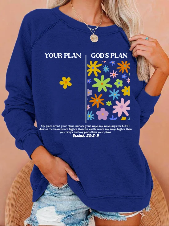 Your Plan And God's Plan Christian Casual Text Letters Sweatshirt