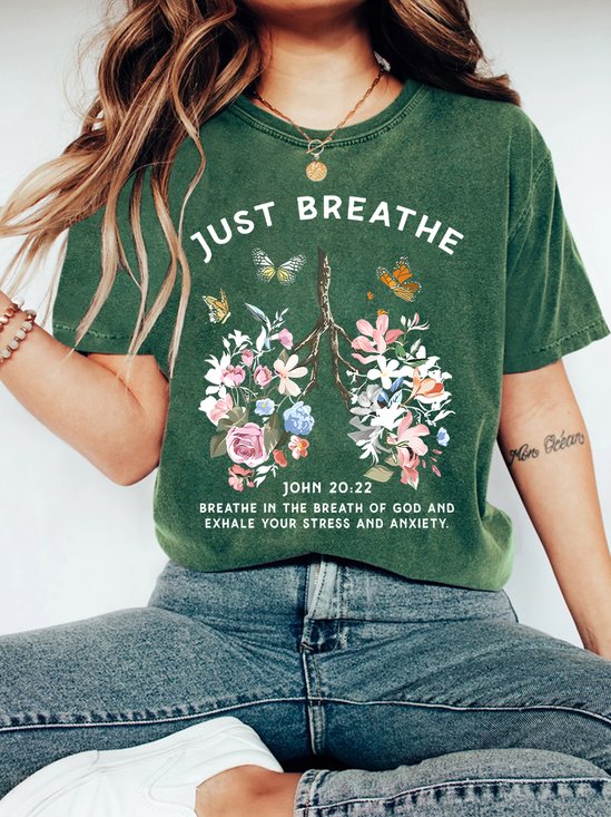 Just Breathe Boho Christian Vintage Distressed Shirt