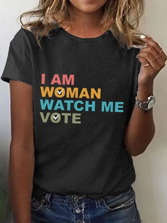 Women's 'I Am Woman Watch Me Vote' Print T-Shirt