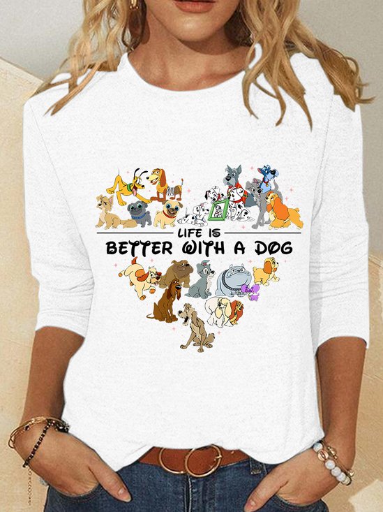 Comfort Colors Life Is Better With Dogs Casual Long Sleeve Shirt