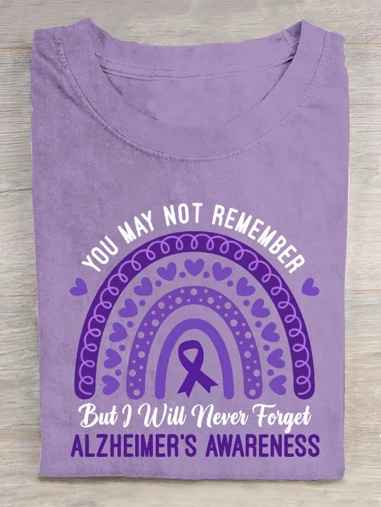 You May Not Remember But I Will Never Forget Alzheimer's Awareness Rainbow Cotton T-Shirt