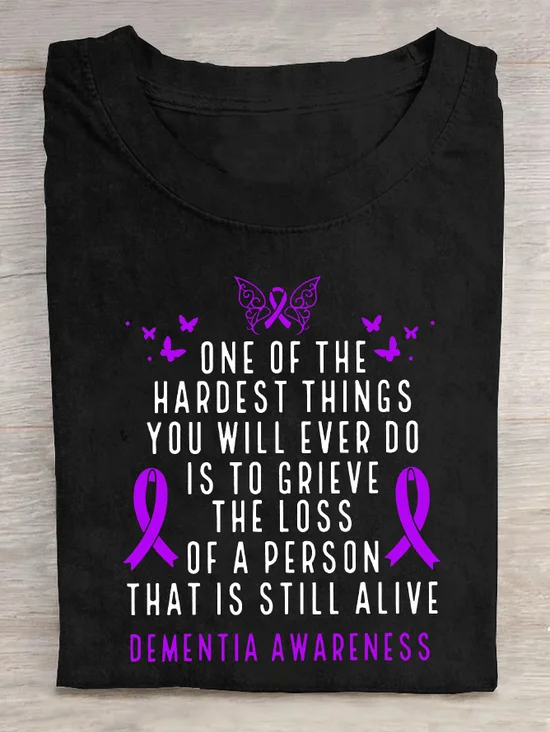 Dementia Awareness Month Butterfly Warrior Alzheimers Cotton T-Shirt