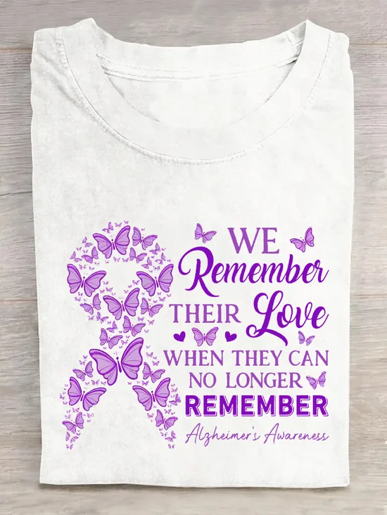 We Remember Their Love Alzheimers Awareness Never Forget Cotton T-Shirt