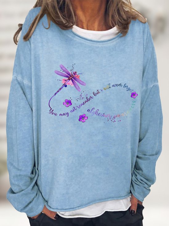 You May Not Remember But I Will Never Forget Alzheimer Awareness Casual Sweatshirt