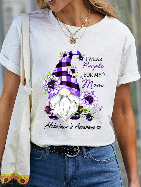 Wear Purpley For My For My Mom Alzheimer's Awareness Cotton T-shirt