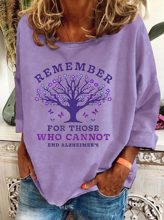 Women's Remember For Those Who Cannot Dementia Alzheimer's Disease Awareness Printed Casual Sweatshirt