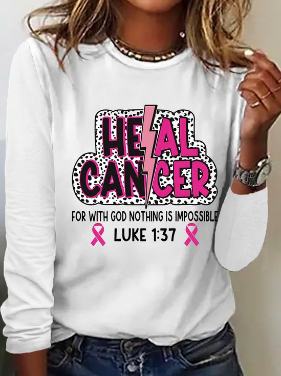 Heal Cancer Svg Png, Breast Cancer Warrior Christian Casual Long Sleeve Shirt