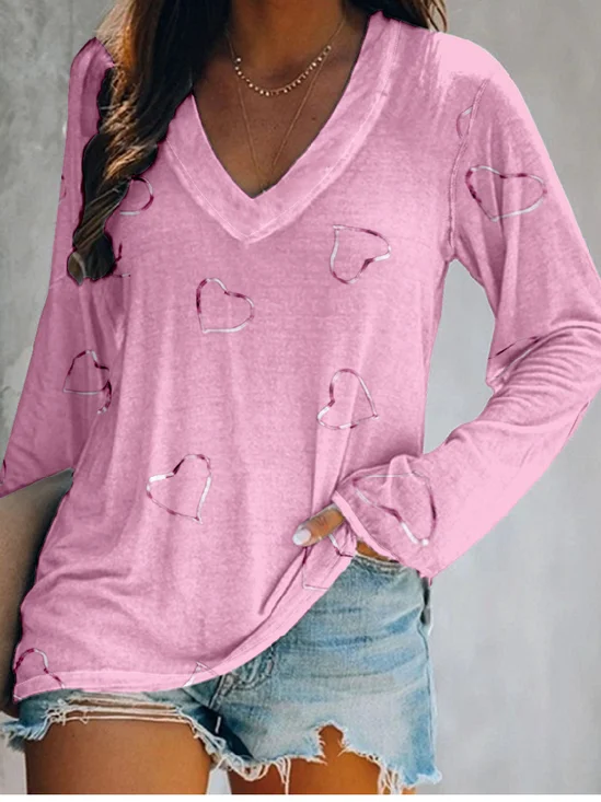 Women's Breast Cancer Print Long Sleeve Casual T-Shirt