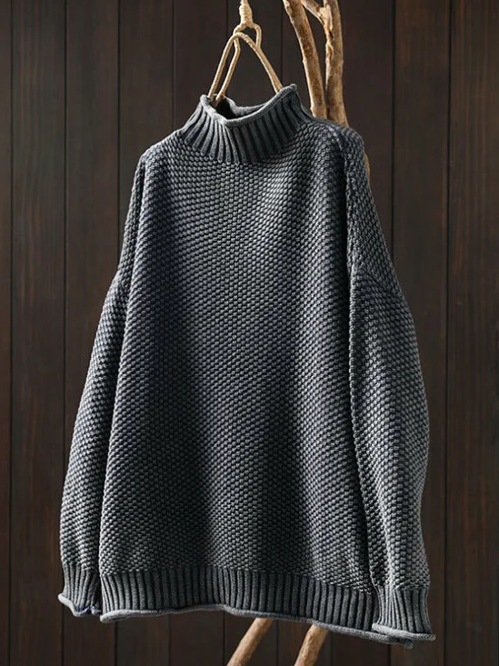 Loose Mock Neck Wool/Knitting Sweater