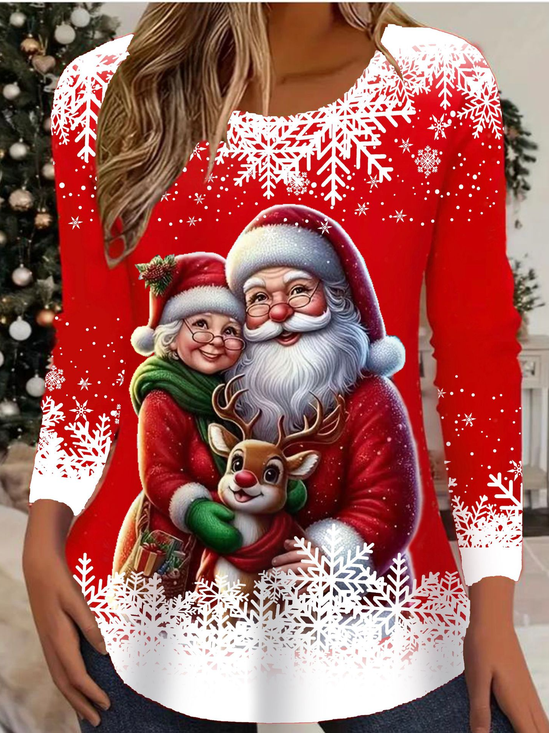 Crew Neck Casual Christmas T-Shirt