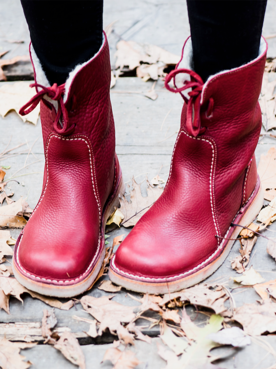 Plain Leather Autumn West Style Western Boots