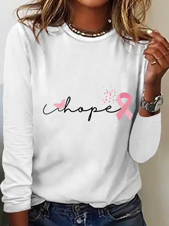 Cancer Ribbon Wonder Women Breast Cancer Casual Long Sleeve Shirt