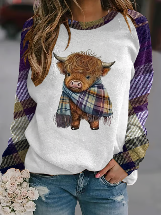 Women's West Highland Cow Print Casual Sweatshirt