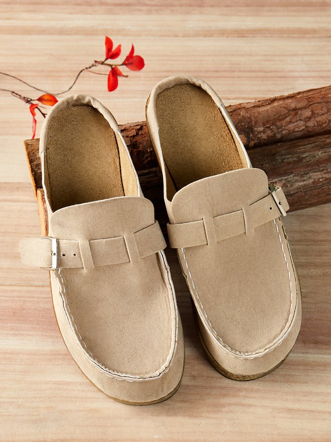 Women Casual Comfy Leather Slip On Sandal