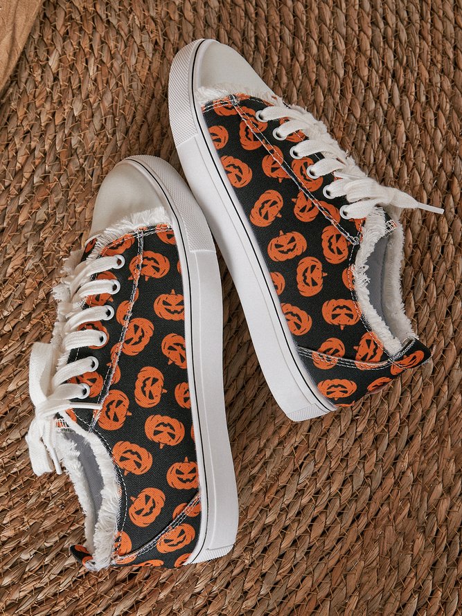Women's Halloween Pumpkin Pattern Canvas Shoes