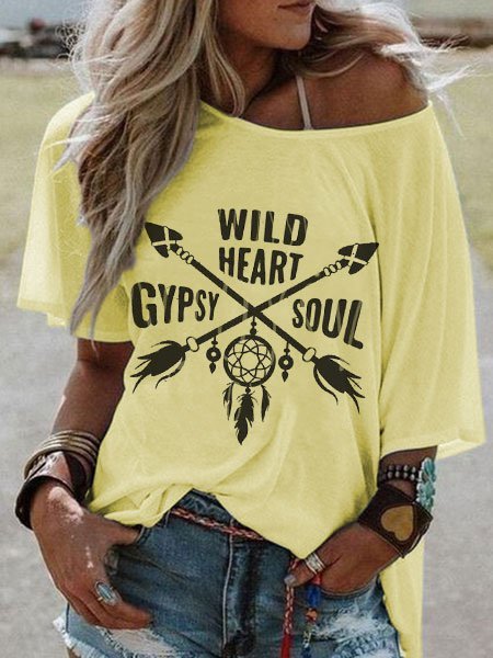 Women Casual Top Hippie Printed Short Sleeve T-Shirt Tees