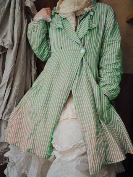 Stripes Cotton-Blend Vintage Lapel Trench coat