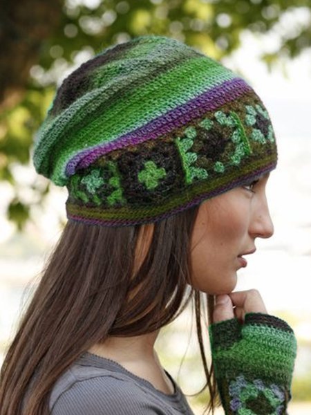 Color-Block Casual Knitted Hats
