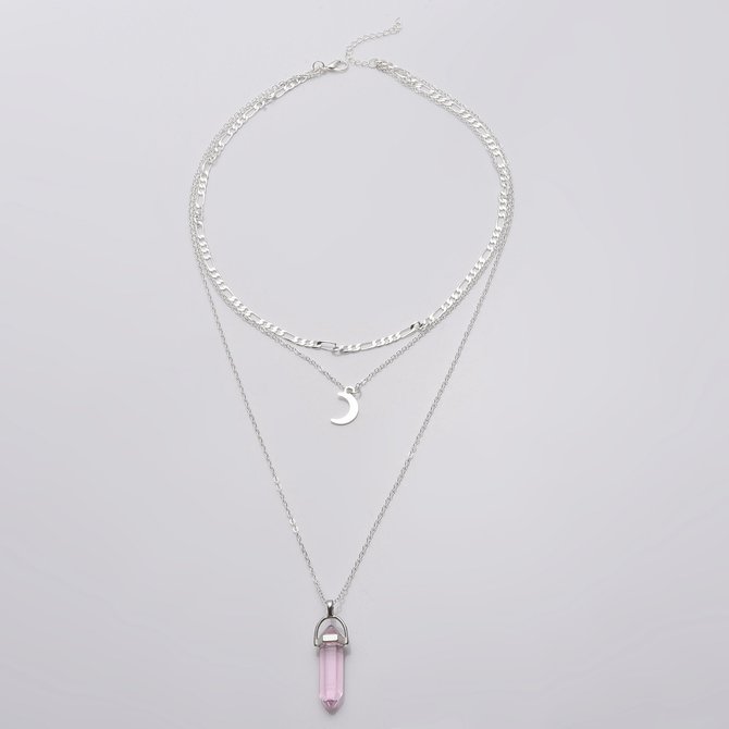 Moon multilayer pendant necklace necklace