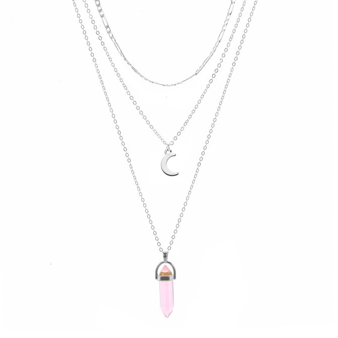 Moon multilayer pendant necklace necklace