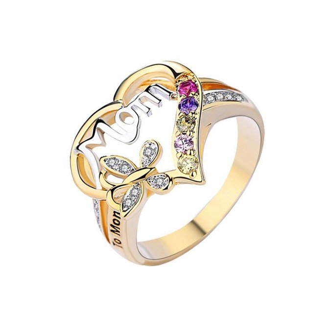 Mother's Day Mom Letter Heart-shaped Butterfly Ring