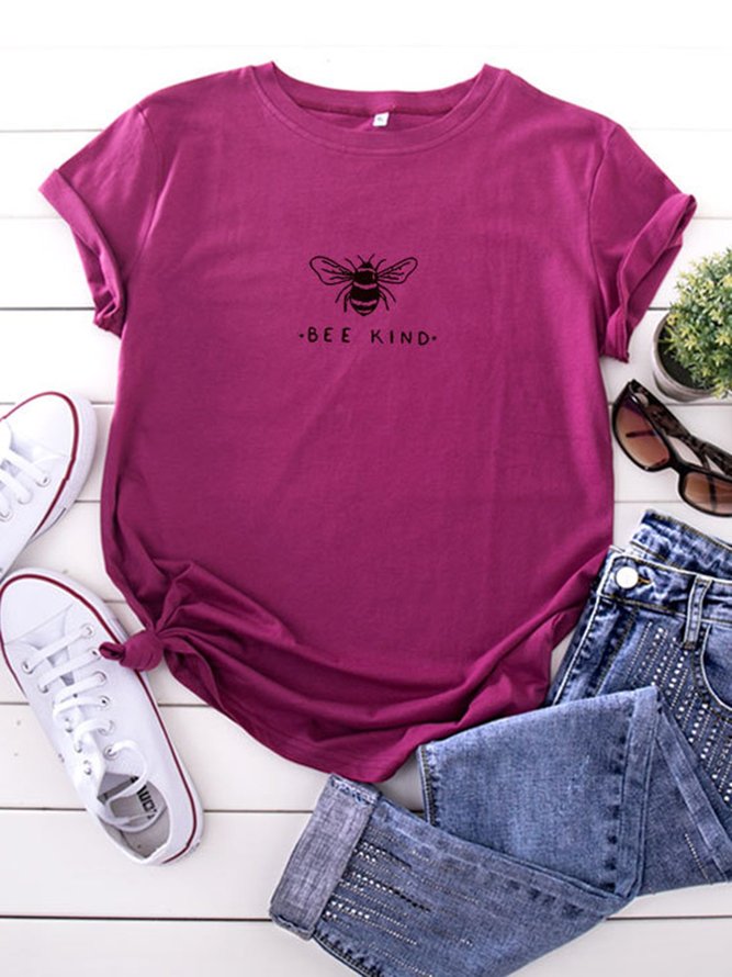 Bee Kind Women Short Sleeve Crew Neck T-Shirts Tops