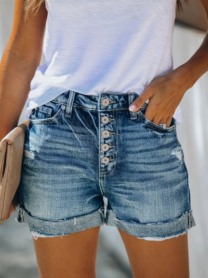 Women Casual Buttoned Denim Summer Denim shorts Bottoms