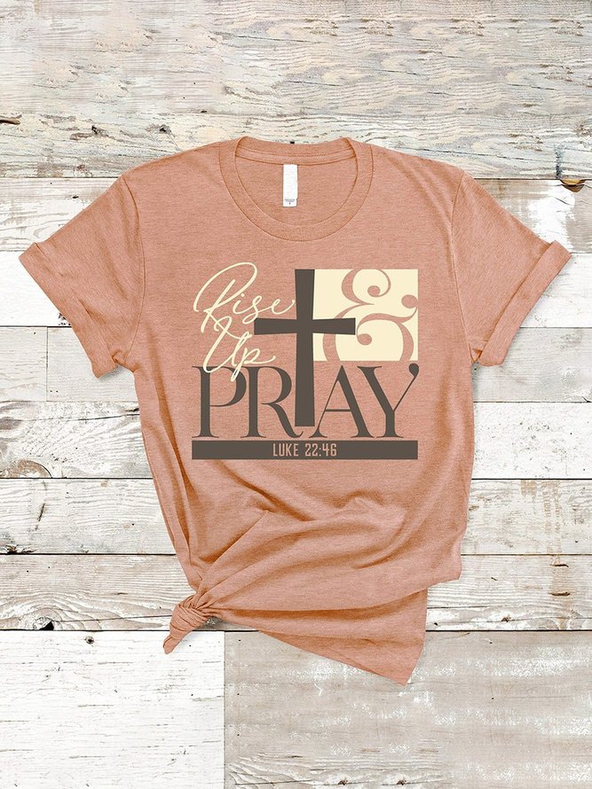 Rise Up & Pray Casual Short Sleeve T-shirt Summer Tees for Womens