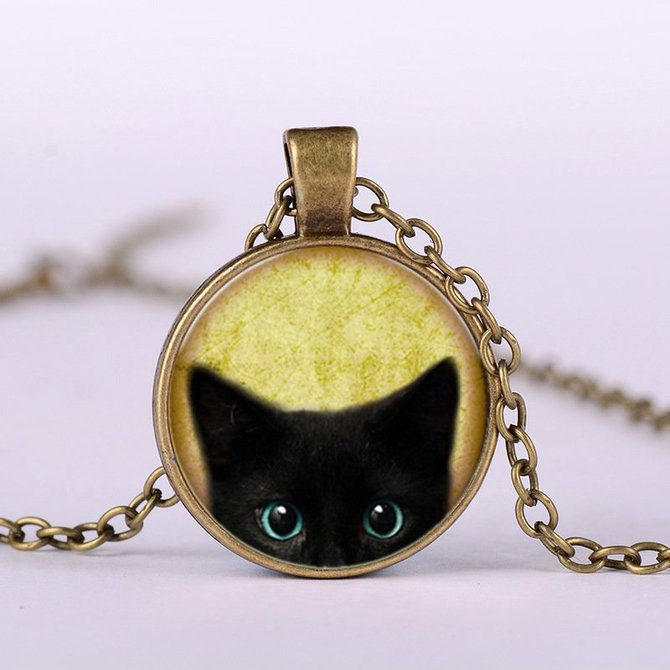 Women's Fashion Black Cat Necklace
