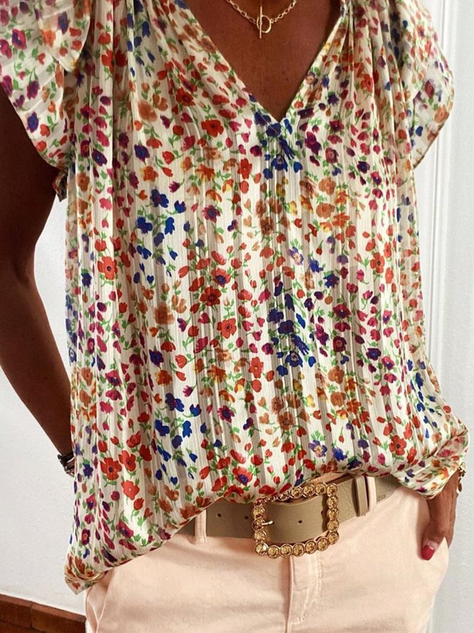 Multicolor Floral-Print Shirts & Tops