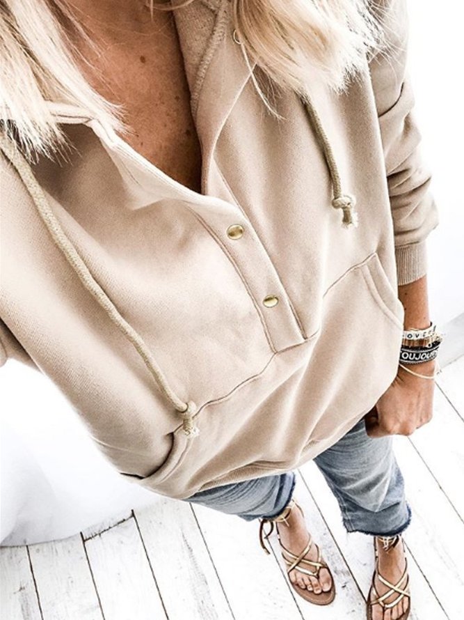 Apricot Casual Hoodie Dress