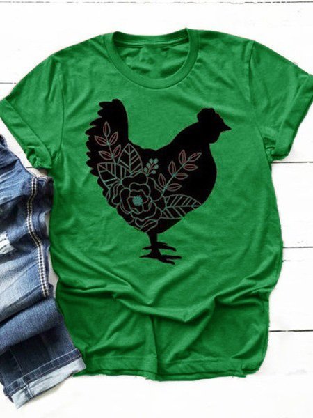 Women's Animal Printed Cotton-blend Casual T-shirt