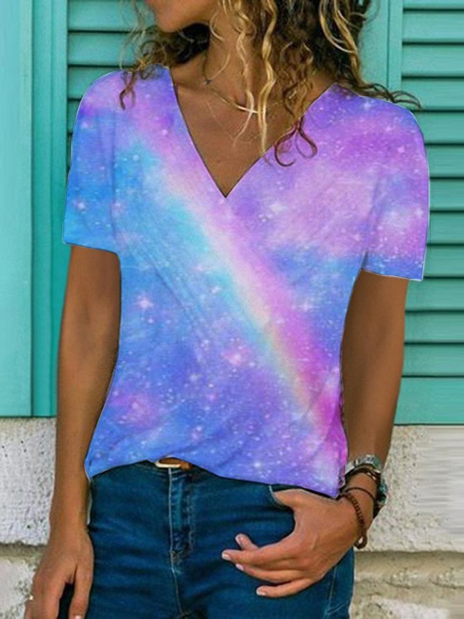 Multicolor Cotton Short Sleeve Holiday T-shirt