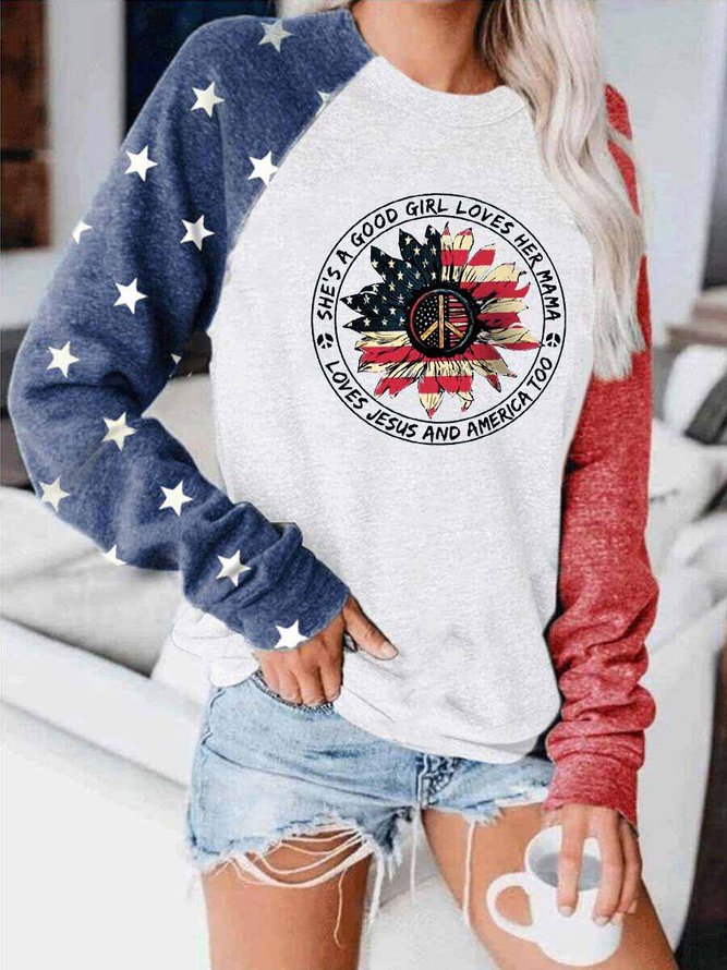 She's A Good Girl Loves Her Mama Loves Jesus And America Too Colorblock Top