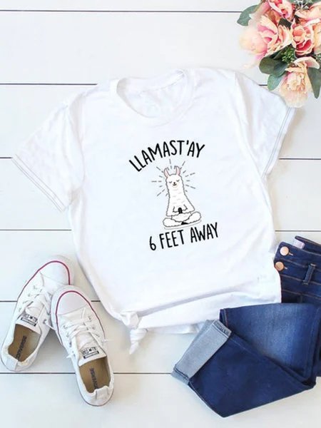 Llamast'ay 6 Feet Away Short Sleeve Casual Cotton-Blend Shirt