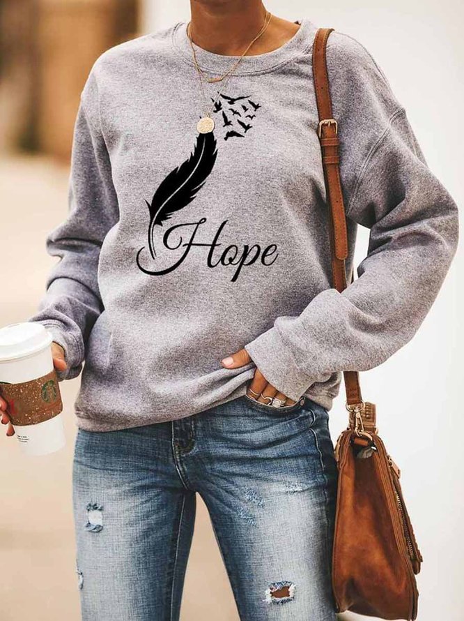 Women's Bird Feather Hope Print Sweatshirts