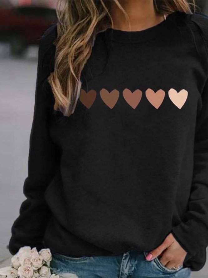Women's Heart Print Casual Sweatshirts