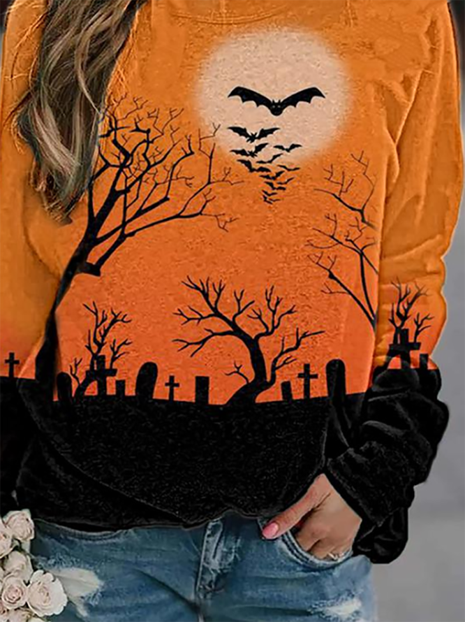 Casual Halloween print Sweatshirts