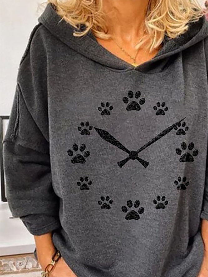 Women's casual dog paw print hooded Sweatshirts