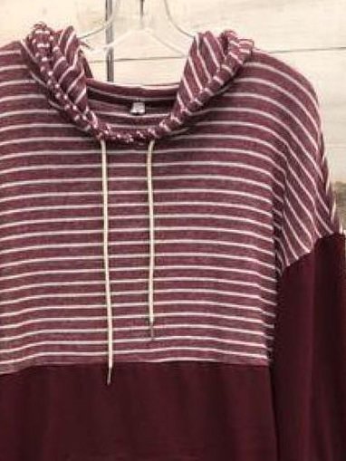 Hoodie Casual Striped Cotton-Blend Sweatshirts