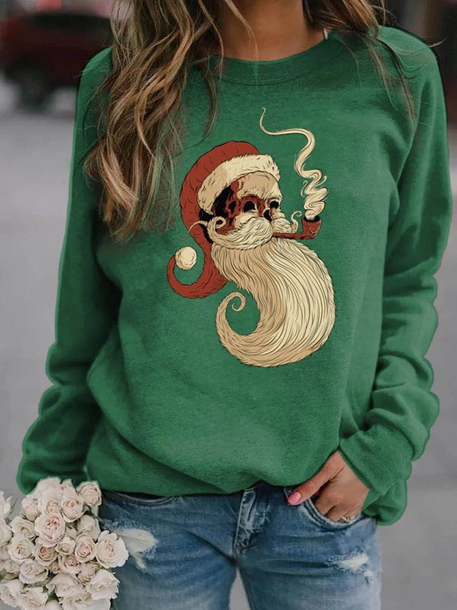 Ladies Santa Print Sweatshirt | lilicloth