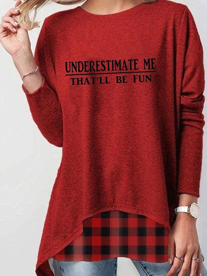 Underestimate Me That'll Be Fun Patchwork Plaid Top