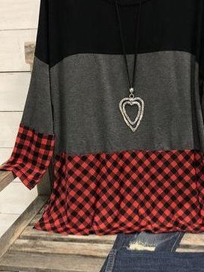 O-Neck Casual Checkered/plaid Shirts & Tops