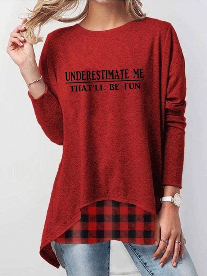 Underestimate Me That'll Be Fun Patchwork Plaid Top